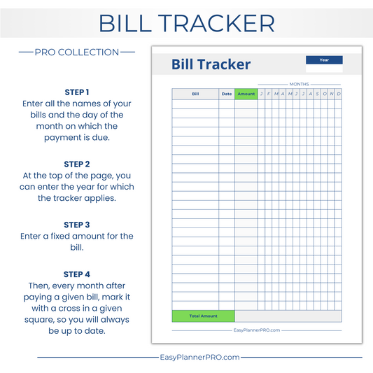 Printable Bill Tracker PRO