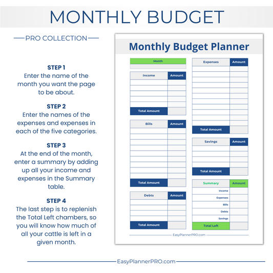Printable Monthly Budget Planner PRO