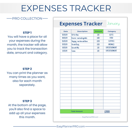 Printable Expenses Tracker PRO